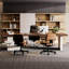 Bureau rectangulaire à 3 tiroirs brun noisette + blanc beige + bois manufacturé-476382657-476382684