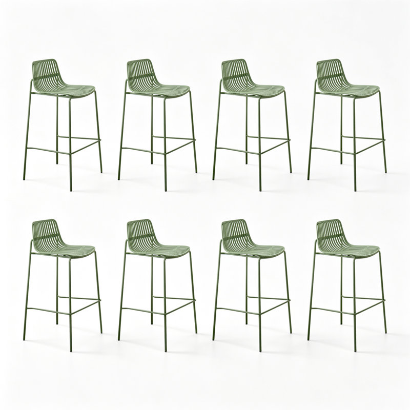 Chaise d'appoint verte à dossier bas (ensemble de 8), Green, 8