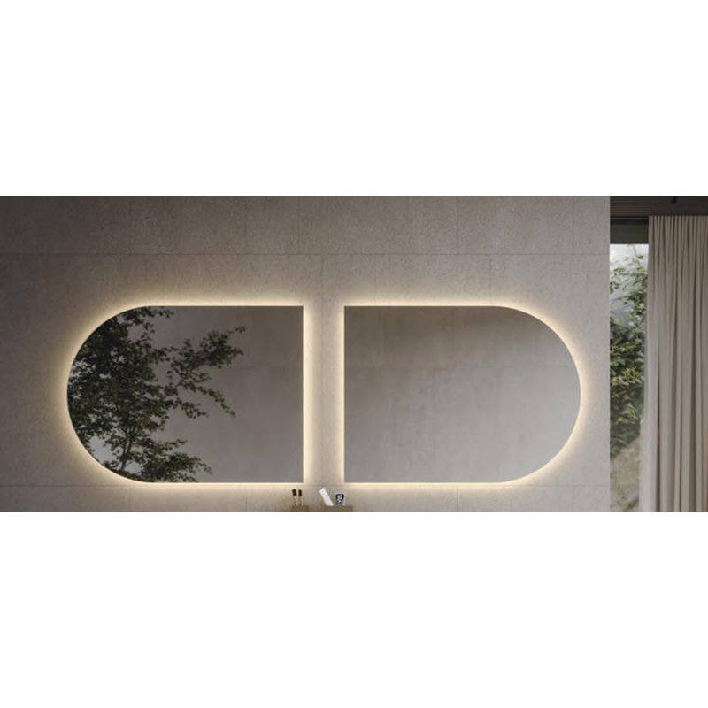 Miroir mural rétro-éclairé à DEL avec cadre en cuivre