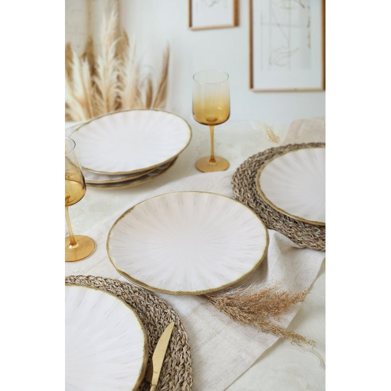 Premium Service Plate Set (6 Pieces), White Ceramic Stoneware, 10.6 x 10.6 inches | 100% Antibacterial, Eco-Friendly, Water-Resistant | Dishwasher & Microwave Safe, Easy to Clean, Ideal for Elegant Dining & Entertaining