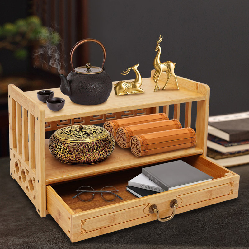 Desktop Organizer Altar Table With Drawer, Wood