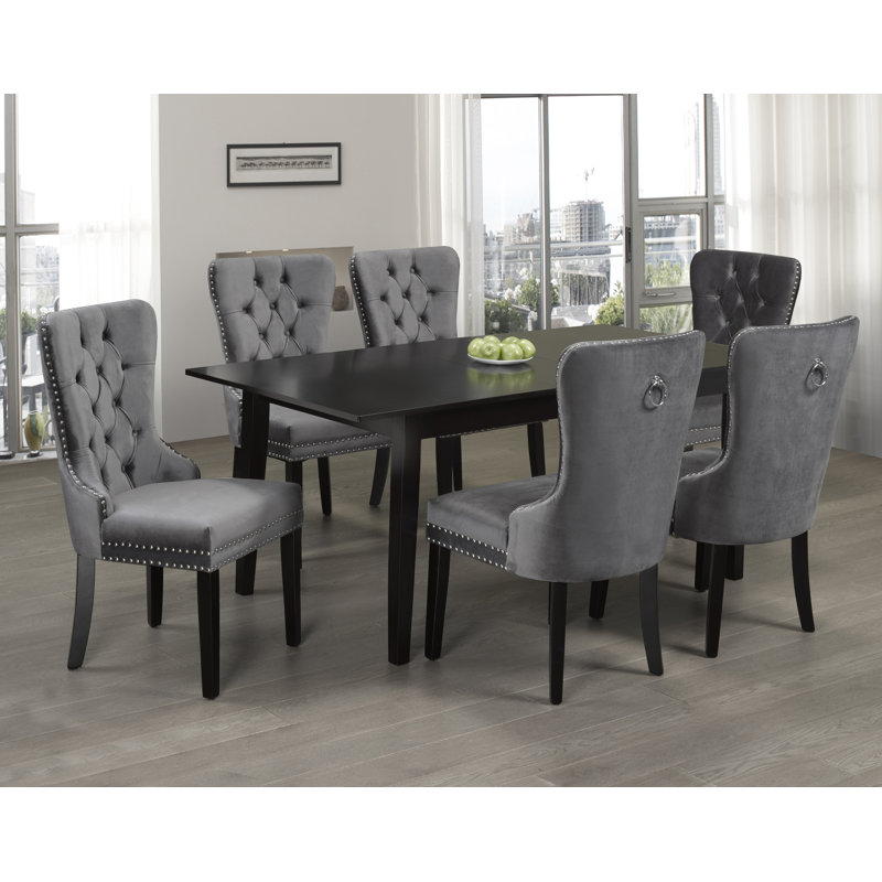 Chaise d'appoint en velours capitonné Maroney, Gris