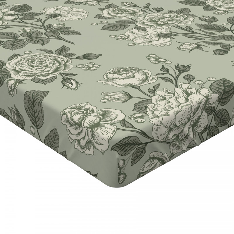 Microfiber Floral Fitted Sheet, Full/Double Fitted Sheet