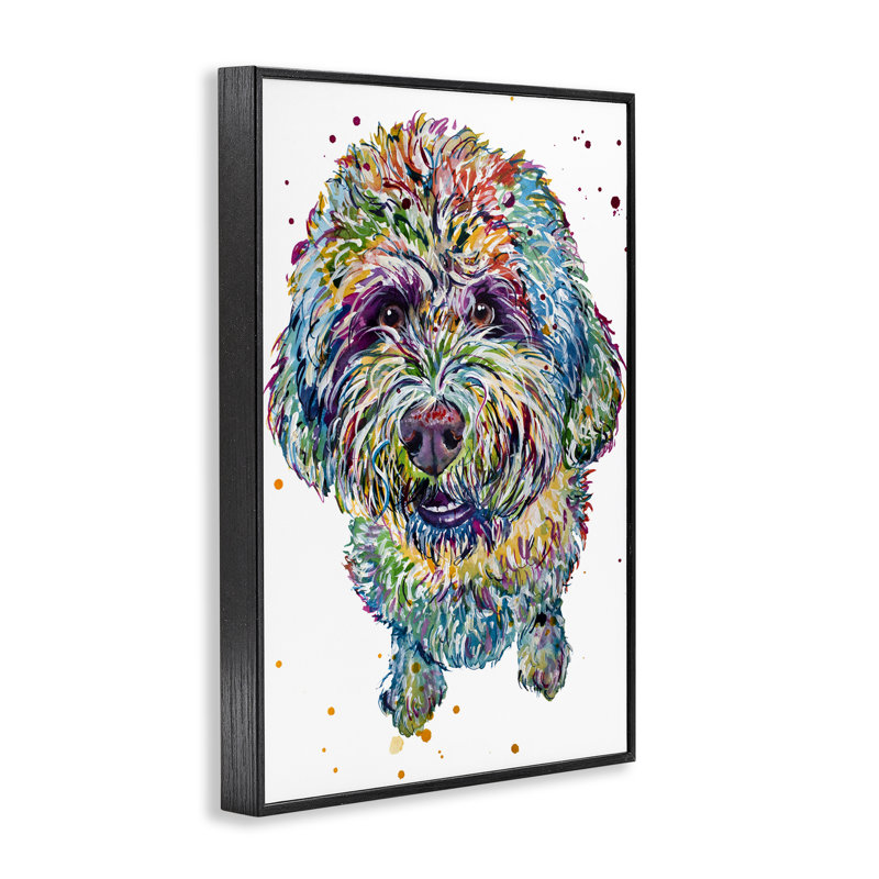 Chiot Lagotto Romagnolo, estampe numérique, design par Jennifer Seeley, H 18 po x l 12 po, Giclée encadrée noir minuit