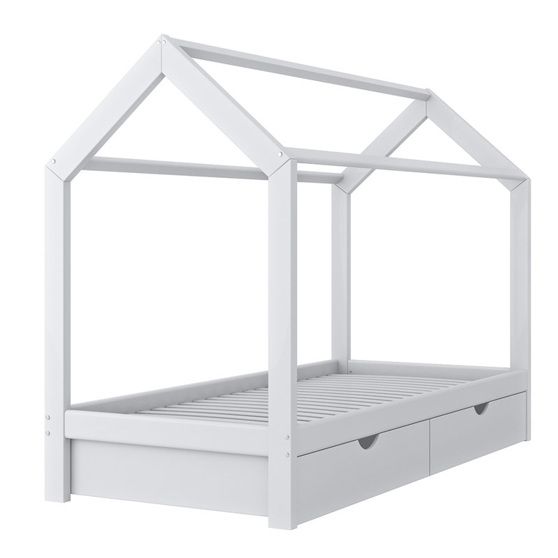 Joulane Standard House Beds with Storage Included, White