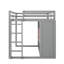 Lit mezzanine en bois pleine grandeur avec garde-robe, tablettes et armoire-567509906