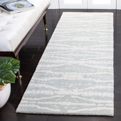 Valade Hand Tufted Viscose/Wool Ikat Rug in Light Gray/Ivory