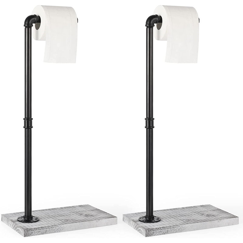 Porte-papier hygiénique sur pied, Gris clair / noir
