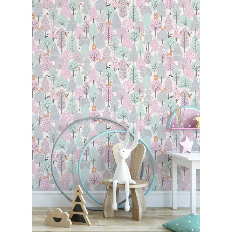 Rouleau de papier peint L 33 pi x l 20,9 po Watts Quillen Forest, Rose