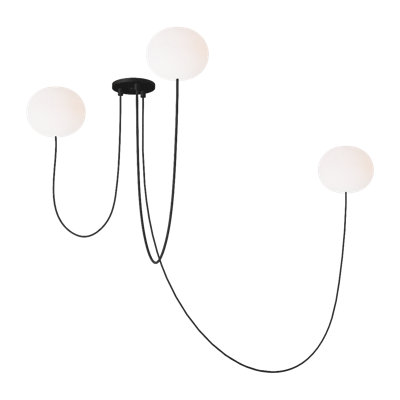 Peter Bristol Helium 3-light medium LED chandelier in matte black finish with glass shades