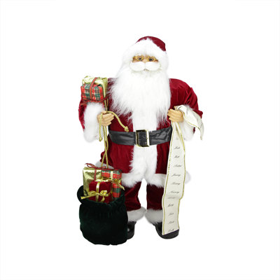 Traditional Santa Claus with Gift Bag and List Christmas Figure