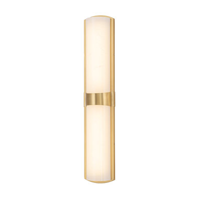 26"H Modern Gold LED Flush Mounted Wall Sconce With Faux Alabaster Shade
