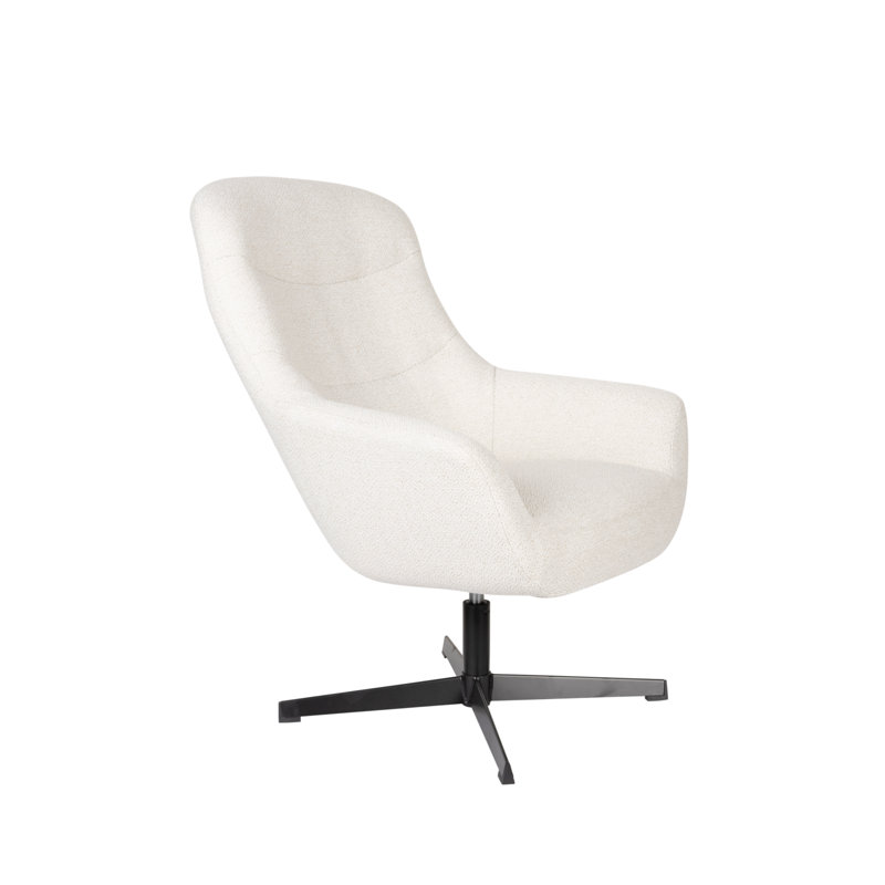 Yuki Swivel Lounge Chair, White Polyester