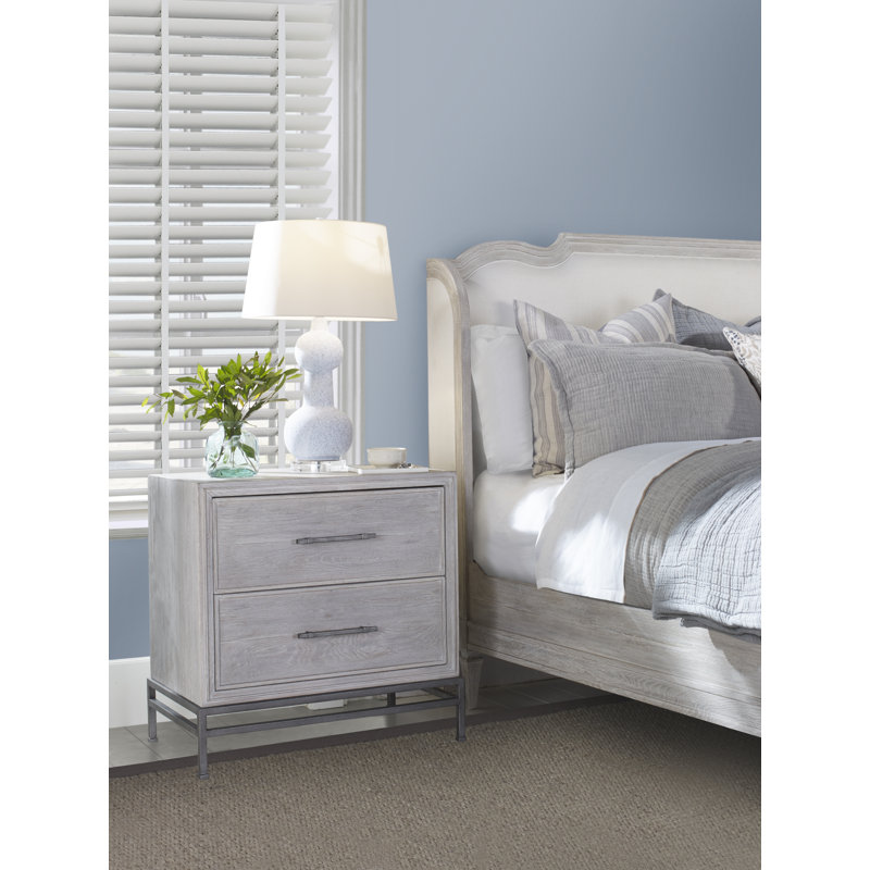 Camden Upholstered Bed, White Rustic, King