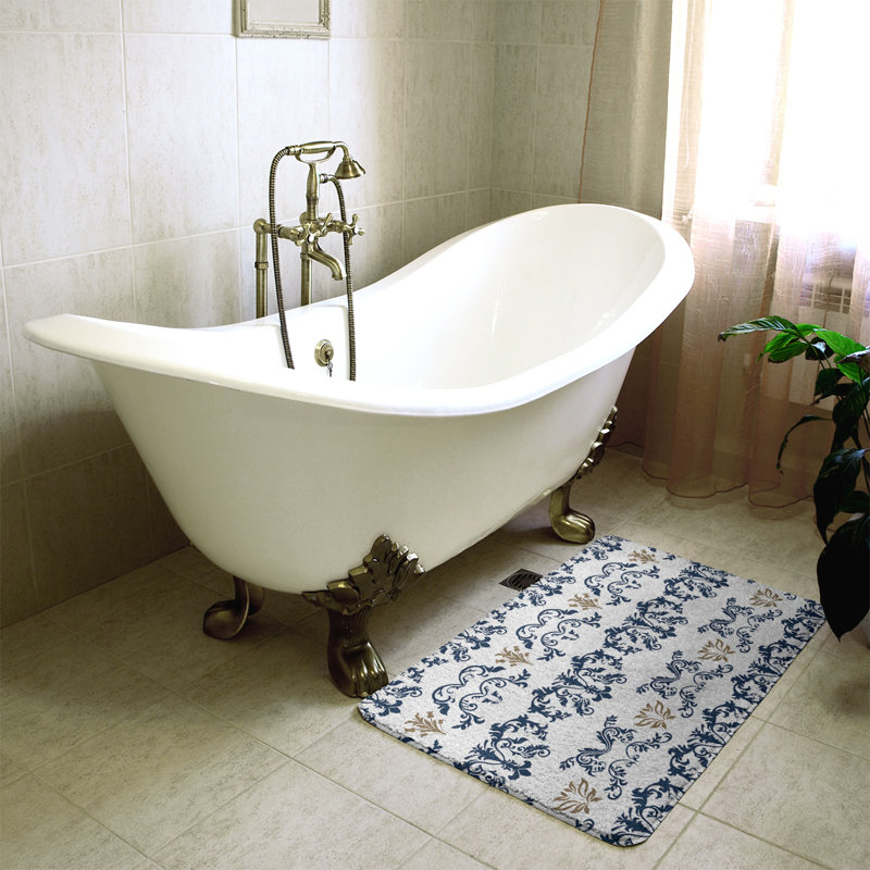 Tapis pour salle de bain St Louis, Bleu millénaire / blanc / or nouveau siècle, l 21 po x L 34 po