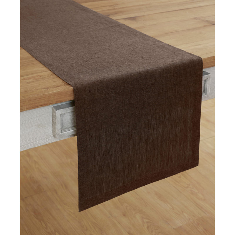 100% Pure Linen Table Runner - Athena, 72" x 14", Chambray Brown