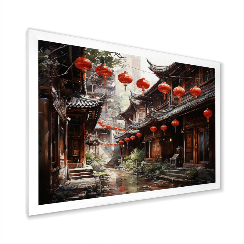 «China Red Lantern II» - impression, H 12 po x l 20 po x P 1 po, Cadre photo blanc