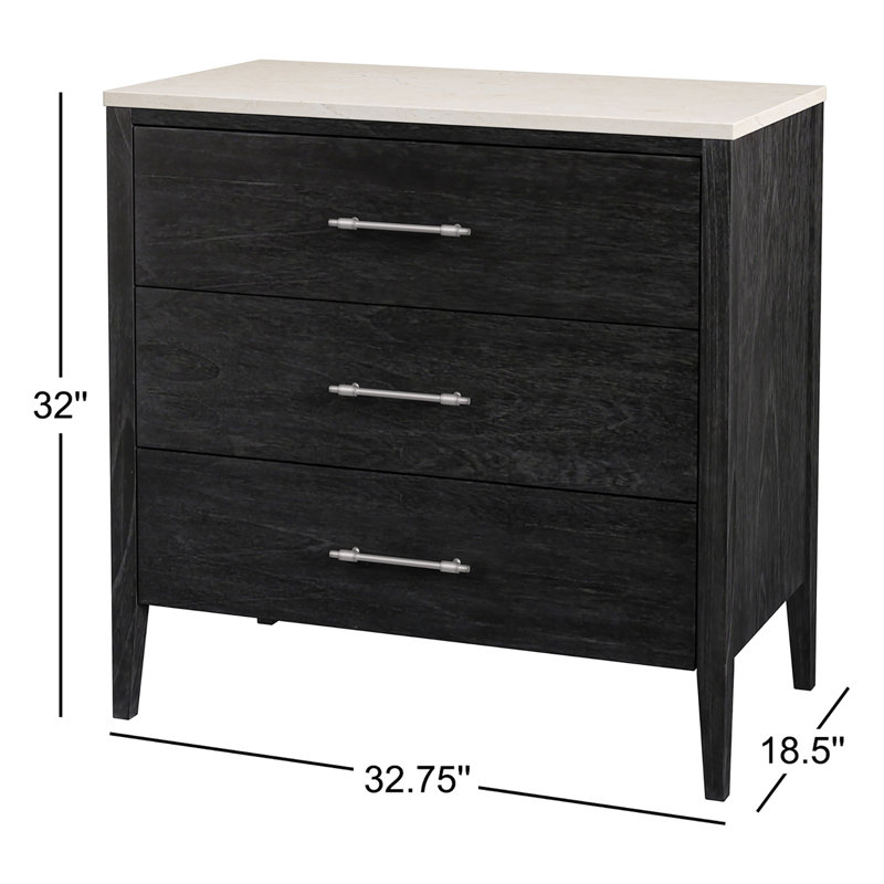 Commode d'appoint 3 tiroirs Isa, Noir