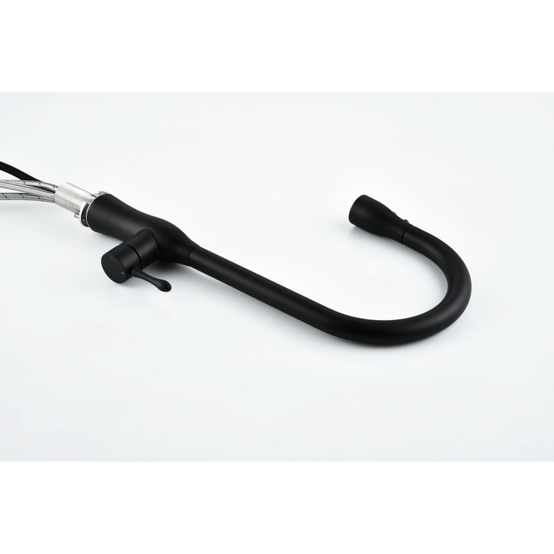 Robinet de cuisine escamotable noir mat à poignée unique, contrôle exceptionnel, robinet escamotable en acier inoxydable noir, avec conception avancée