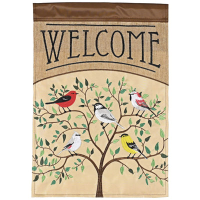 Garden Flag Welcome Birds In Tree