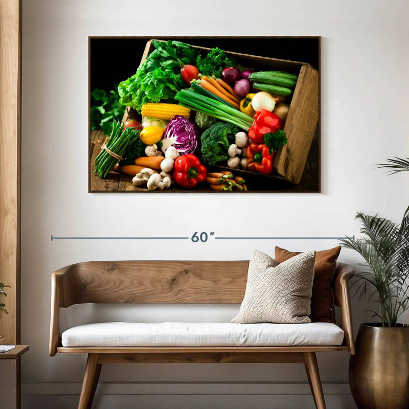 Caisse de légumes, 46 po x 31 po, Cadre flottant en noyer