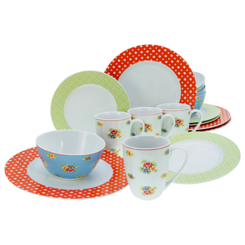 Emily Piece Porcelain China Dinnerware Set - Service for 4