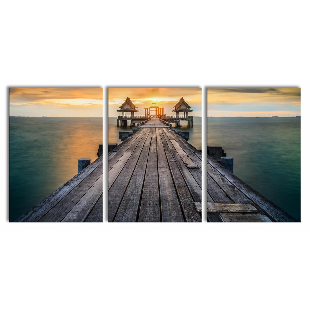 3-tlg. Leinwandbilder-Set Jetty at Sunset