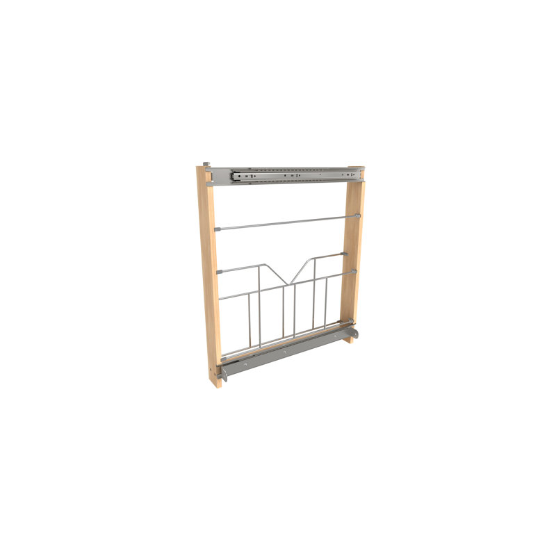 Light Brown Wood and Chrome Base Cabinet Pullout Organizer