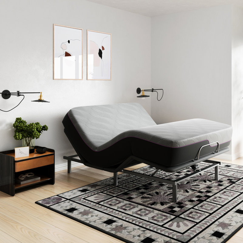 Lit réglable avec option zéro gravité - profondeur de 79 po x 59 po de largeur, base sans fil de 79 po x 59 po, hauteur de 12 po
