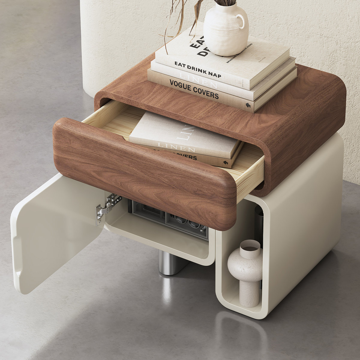 Brayden Studio® Contemporary Nightstand With Storage Drawer Stainless ...