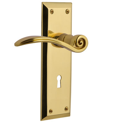 New York Plate Privacy (Bed & Bath) with Decorative Keyhole and Swan Lever
