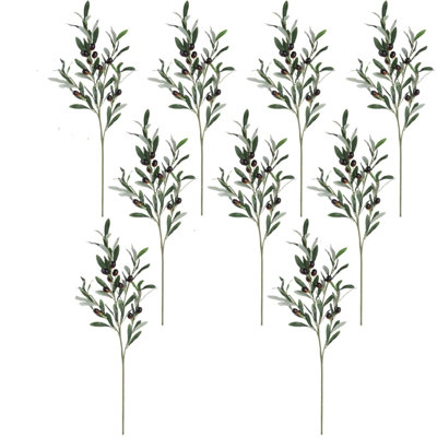 9 Pcs 37 Inch Artificial Olive Branches, Fake Olive Stems with Fruits and Leaves, Faux Greenery Olive Twig Picks, Ideal for Home Decor, Office Vase, Wedding Arrangement