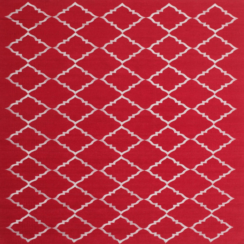 Tapis de zone rouge contemporaine, Carré 5 pi