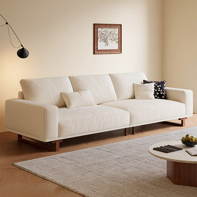 Canapé modulaire Mid-Century en coton et lin blanc crème
