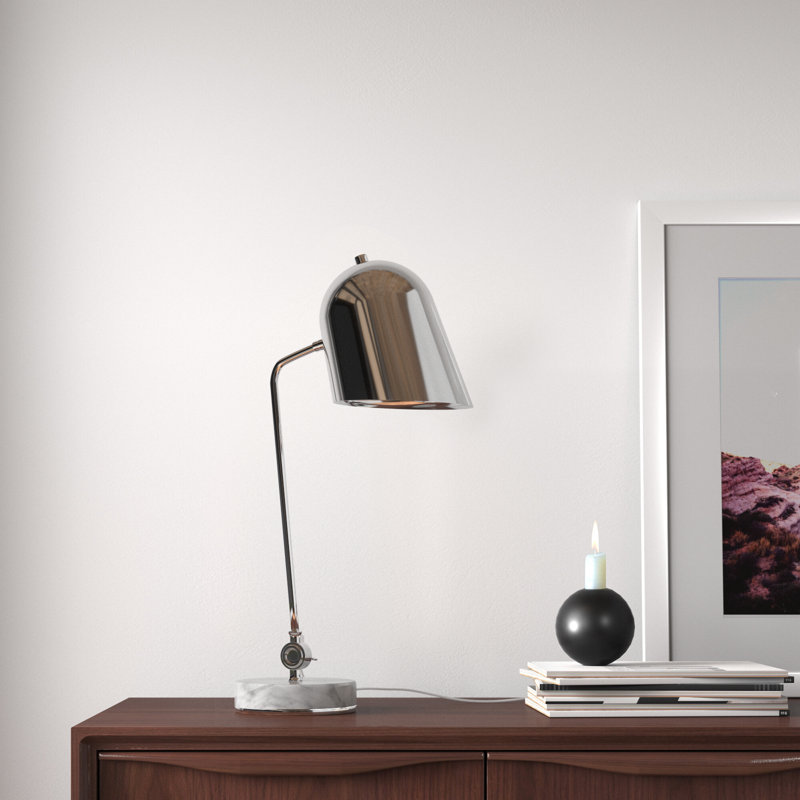 Lampe de bureau en métal Vale, Chrome, Blanc