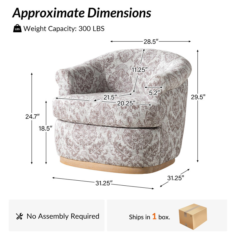 Fauteuil demi-tonneau pivotant Volk 31,25 po Volk, Beige