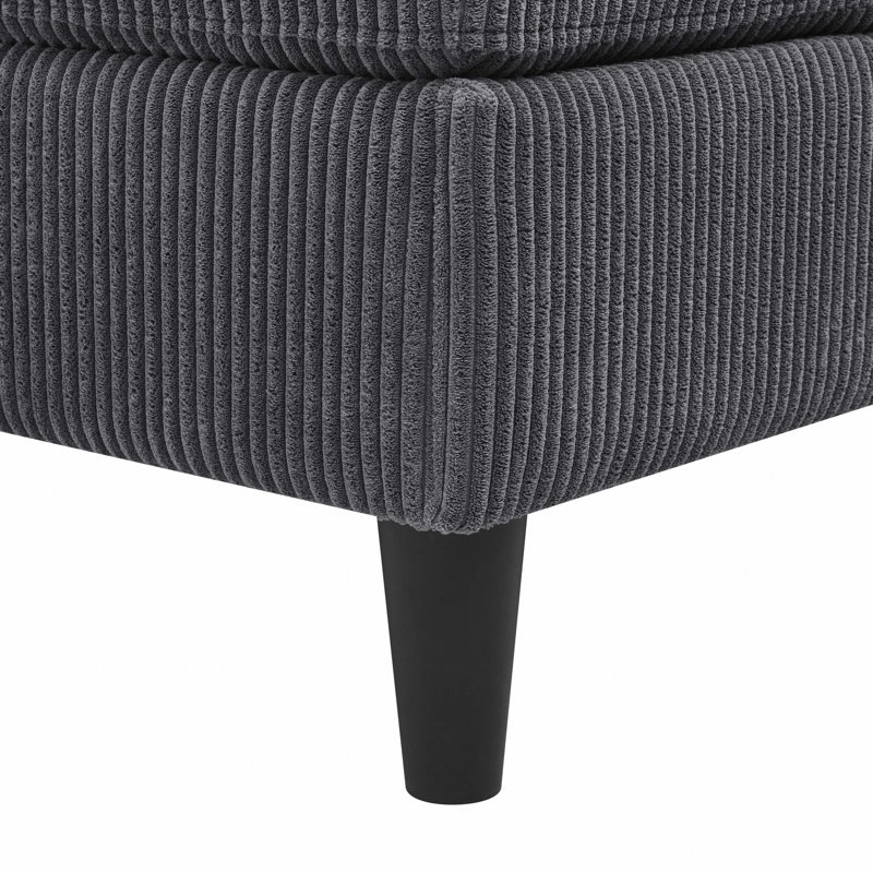 Canapé modulaire rembourré Cordory avec 2 repose-pieds Cordory, Velours côtelé gris