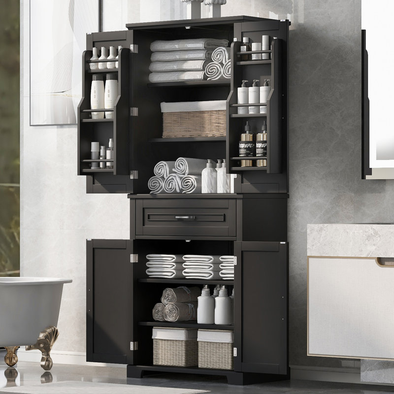Armoire de rangement de salle de bain avec portes et tiroir
