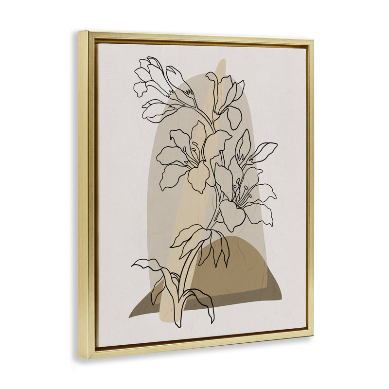 «Boho Lily Impression» par Regina Moore, Cadre flottant métallique doré, H 21 po x l 17 po