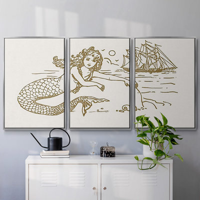 " Sunning Mermaid I " 3 - Pieces