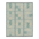 Rug & Kilim’S Scandinavian Rug In Seafoam Green And Teal Blue Geometric Patterns
