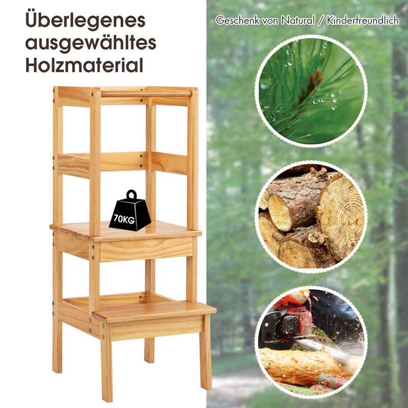 2 - Step Wood Step Stool, Nature