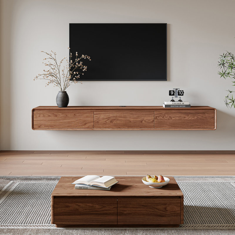 Modern 78.7" Floating TV Stand Wall-Mounted Media Console with Storage, 10.2" H x 78.7" L x 14.6" W, Brown