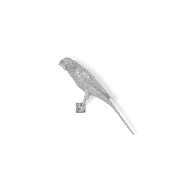 Silver Resin Parrot Wall Art Sculpture