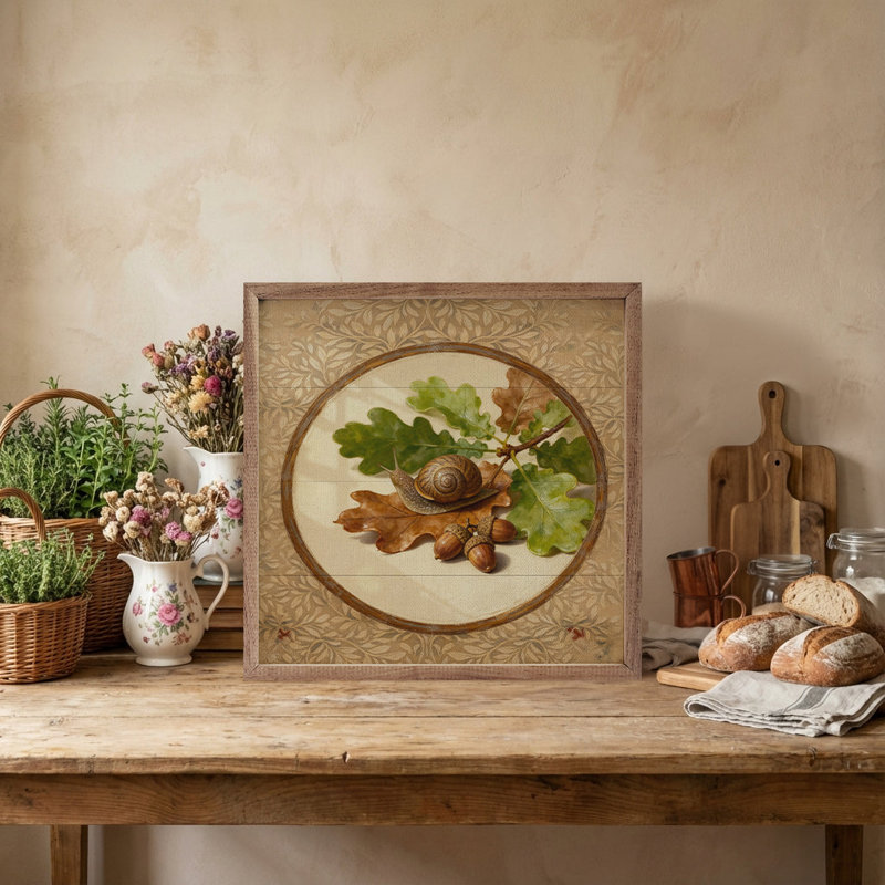 Oak Leaves And Snail, 16" H x 16" W