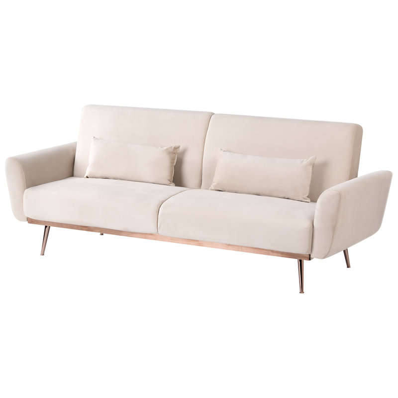 Sofa Bed 3 Seater EINA Velvet, Light Beige