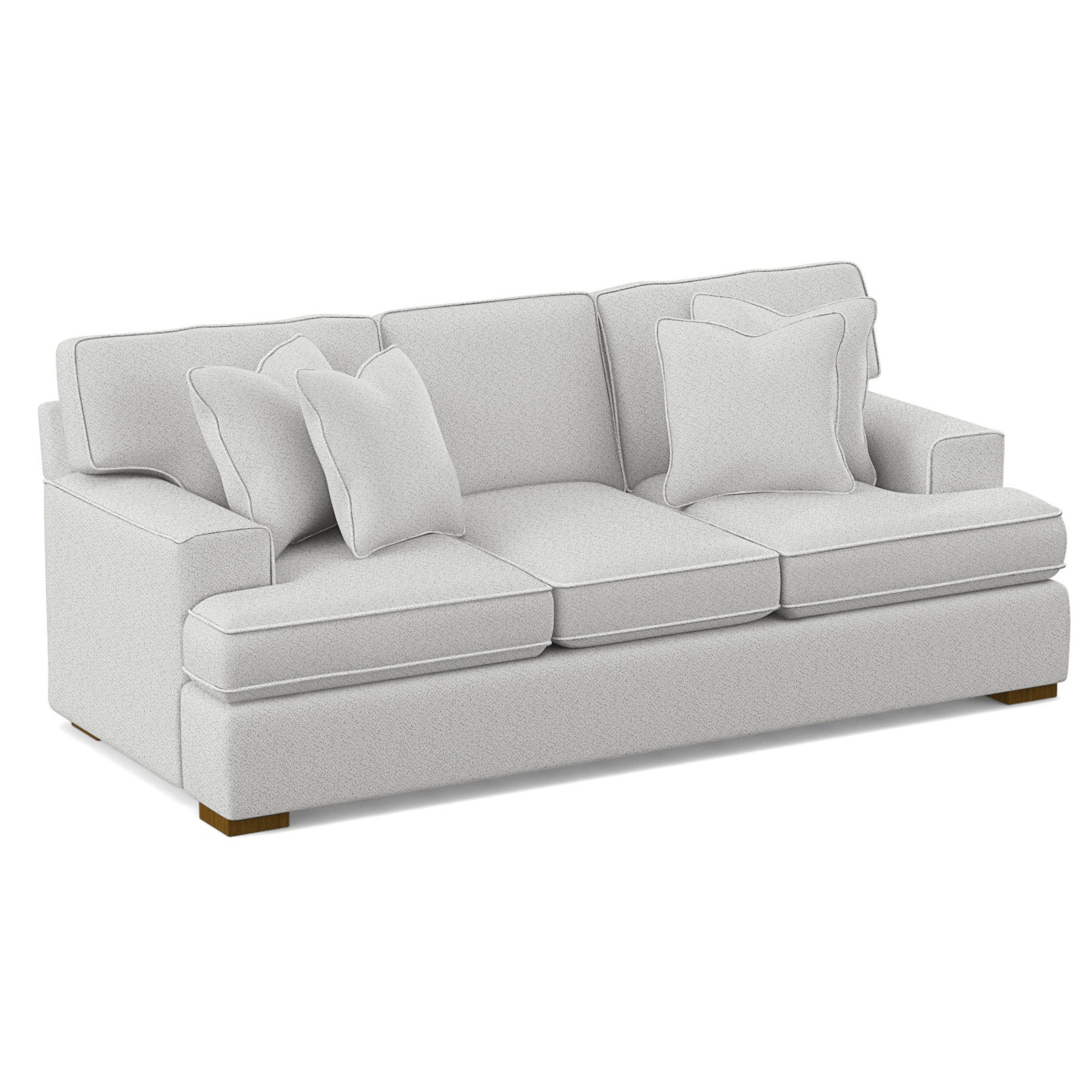 Sadie 97'' Recessed Arm Sofa with Reversible Cushions, Beige Performance Fabric; 0851-73, Havana Finish