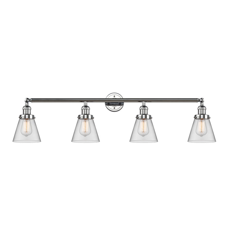 Cone 4 Light Bath Vanity Light, Incandescent, Clear, Polished Chrome