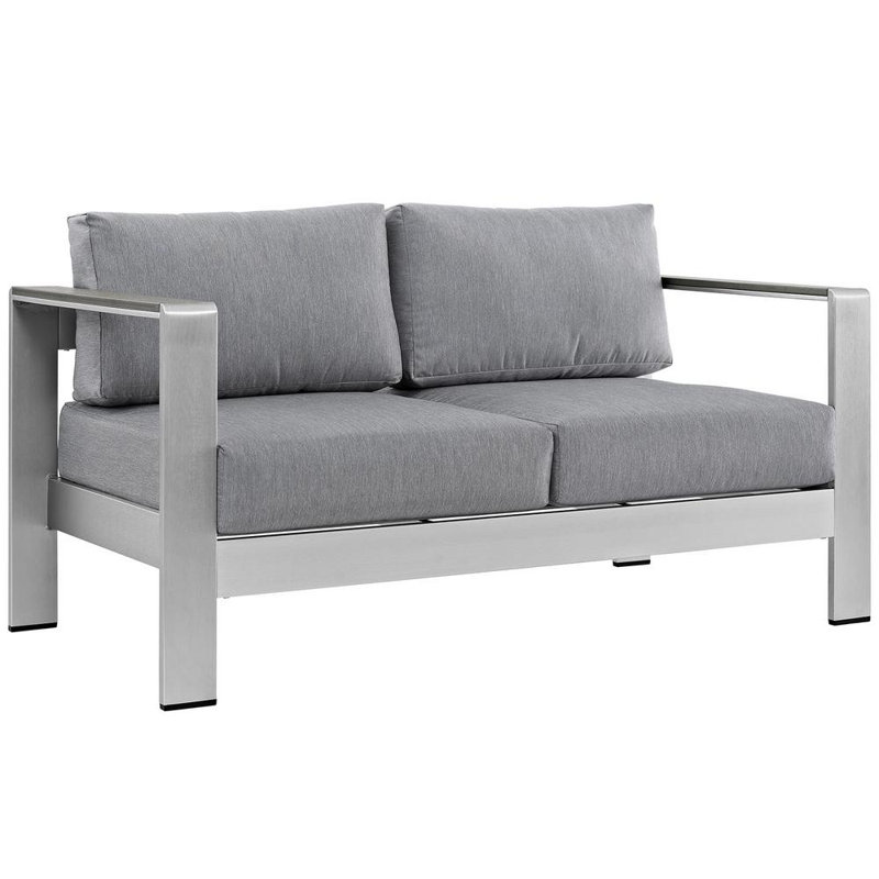 Causeuse d'extérieur en aluminium Shore par Modway, gris