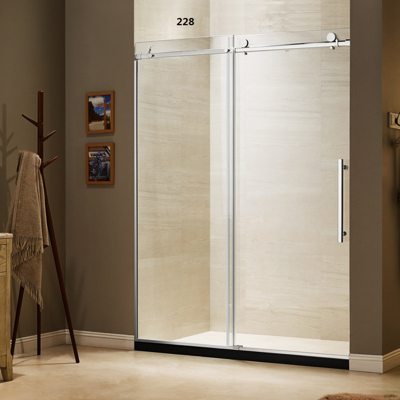 48 in. W x 79 in. H Single Added Frameless Shower Door with Clear Glass